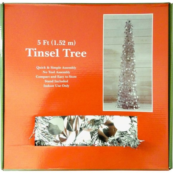 5 ft. Pop Up Christmas Tinsel Tree Collapsible wit - Picture 3 of 4